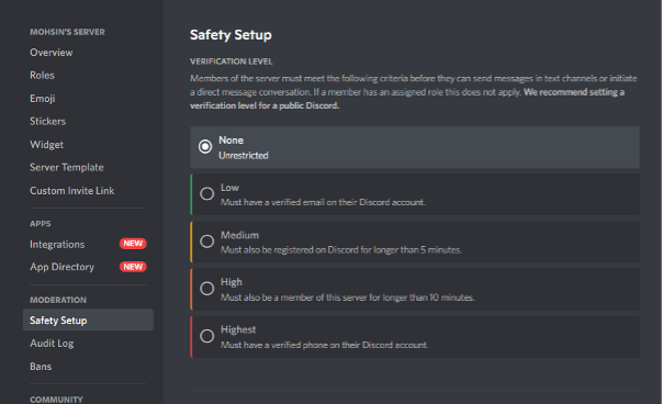 Safety setup on Discord to protect against raids